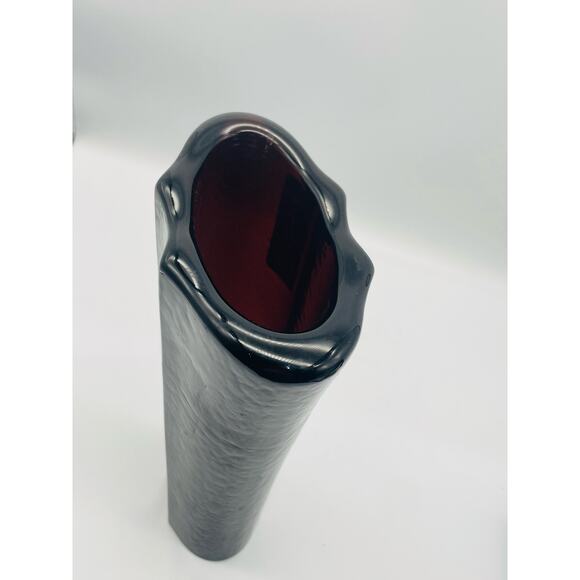 Fire & Light Recycled Art Glass Aurora Vase Signed Rare - Plum - Picture 6 of 9